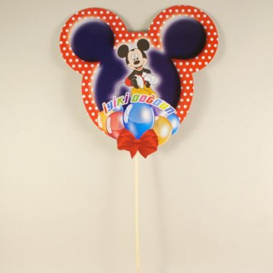 İyiki Doğdun Mickey Mouse Kulaklı Kırmızı Konuşma Balonu