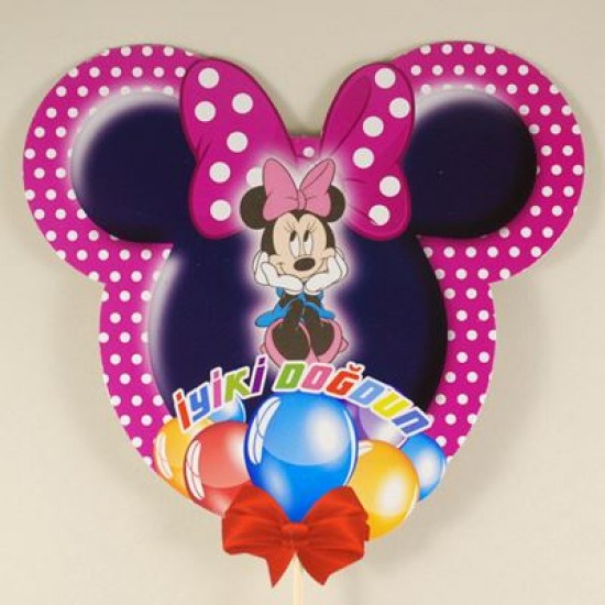 İyiki Doğdun Minnie Mouse Kulaklı Pembe Konuşma Balonu