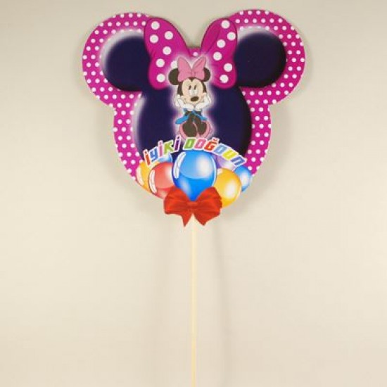 İyiki Doğdun Minnie Mouse Kulaklı Pembe Konuşma Balonu