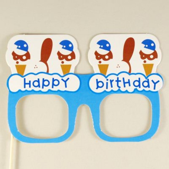 Happy Birthday Temalı Mavi Kağıt Gözlük