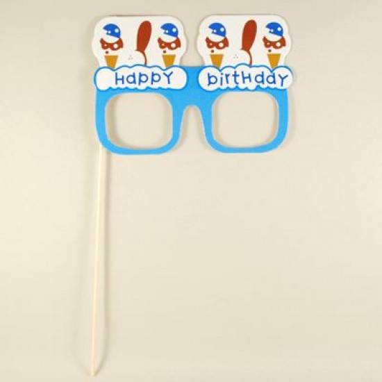 Happy Birthday Temalı Mavi Kağıt Gözlük