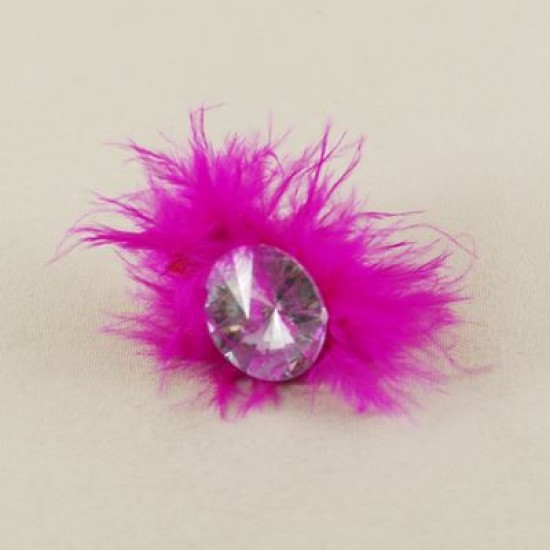 Bekarlığa Veda Partisi Fuşya Tüylü Elmas Yüzük