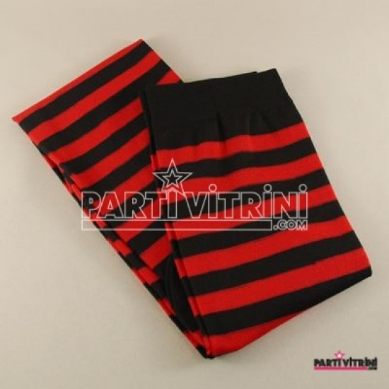 Kırmızı Siyah Çizgili Diz Üstü Yetişkin Parti Çorabı