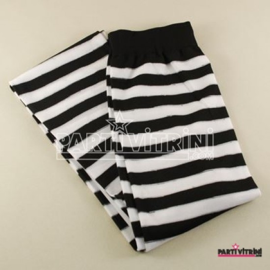 Siyah Beyaz Çizgili Diz Üstü Yetişkin Parti Çorabı
