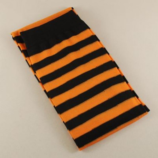 Turuncu Siyah Çizgili Diz Üstü Yetişkin Parti Çorabı