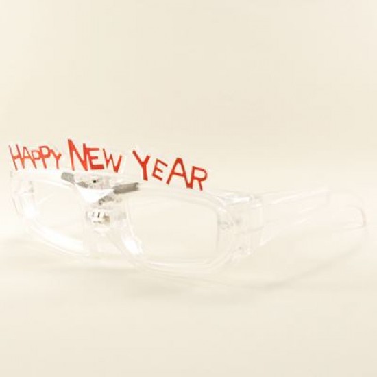 Happy New Year Sesle Ritimli Yanan Kırmızı Işıklı Yılbaşı Parti Gözlüğü