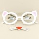Kedi Temalı Ve Bıyıklı Beyaz Parti Gözlüğü