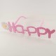 Happy Yazılı Çiçekli Pembe Parti Gözlüğü