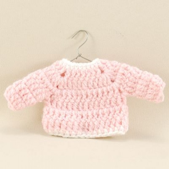Pembe Beyaz Süs Örgü Bebek Hırkası Askılı 10 Cm X 7.5 Cm