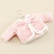 Pembe Beyaz Süs Örgü Bebek Hırkası Askılı 10 Cm X 7.5 Cm