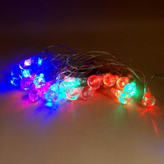 Kristal Ampul Şeklinde Rengarenk Yanan Led Yılbaşı Işıkları