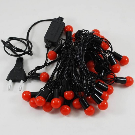 Top Şeklinde Kırmızı Yanan Led Yılbaşı Işıkları 50 Adet Işık 5 Metre