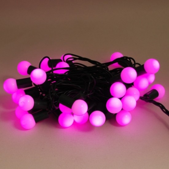 Top Şeklinde Pembe Yanan Led Yılbaşı Işıkları 50 Adet Işık 5 Metre