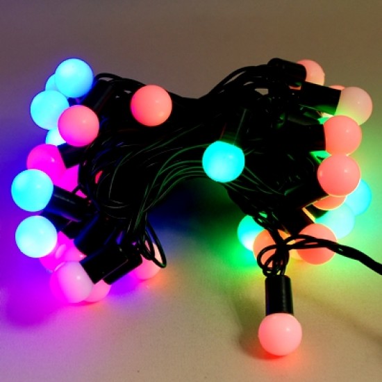 Top Şeklinde Rengarenk Yanan Led Yılbaşı Işıkları 50 Adet Işık 5 Metre