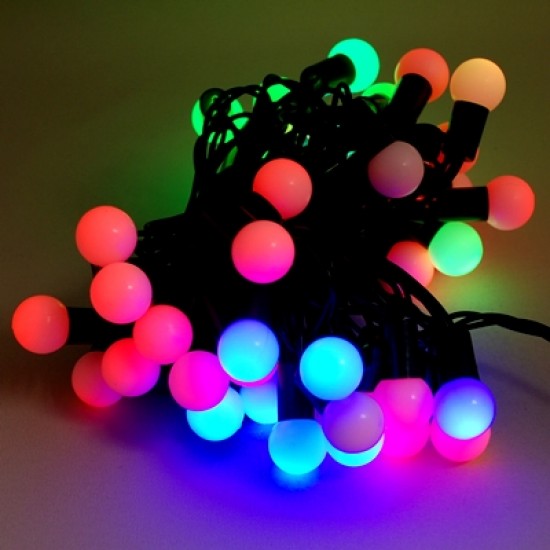 Top Şeklinde Rengarenk Yanan Led Yılbaşı Işıkları 50 Adet Işık 5 Metre