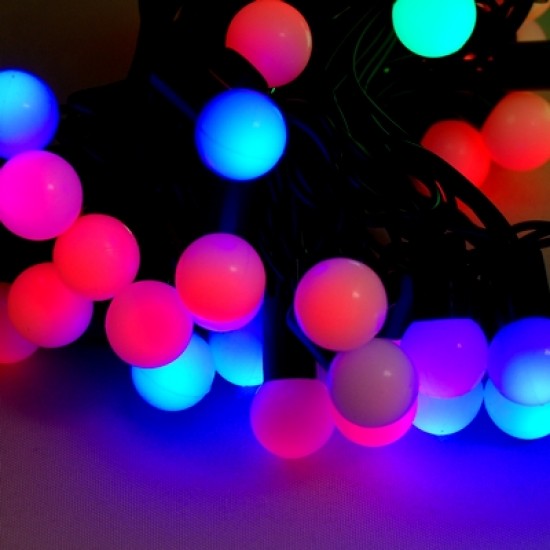 Top Şeklinde Rengarenk Yanan Led Yılbaşı Işıkları 50 Adet Işık 5 Metre