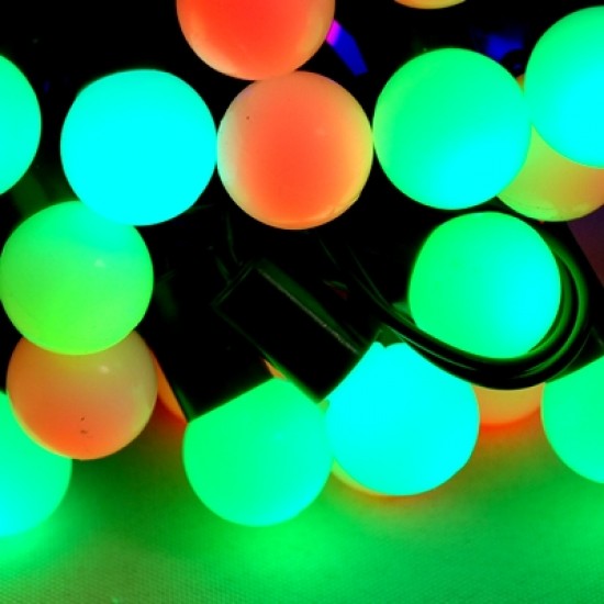 Top Şeklinde Rengarenk Yanan Led Yılbaşı Işıkları 50 Adet Işık 5 Metre