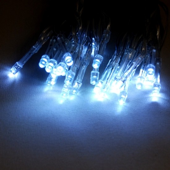 Yılbaşı Çam Ağacı Süsleme İçin Pilli Beyaz Led Işık Şeffaf Kablolu