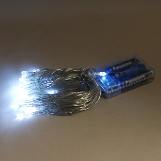 Yılbaşı Çam Ağacı Süsleme İçin Pilli Beyaz Led Işık Şeffaf Kablolu