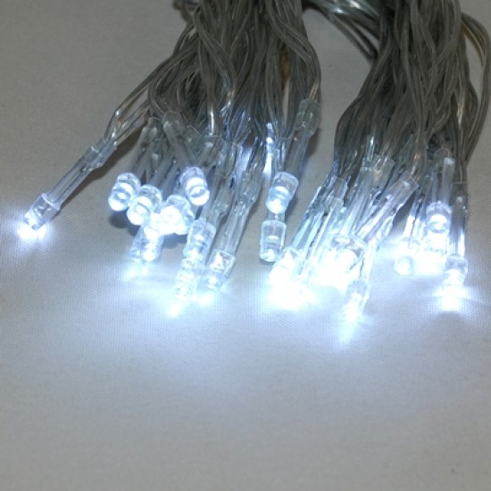 Yılbaşı Çam Ağacı Süsleme İçin Pilli Beyaz Led Işık Şeffaf Kablolu