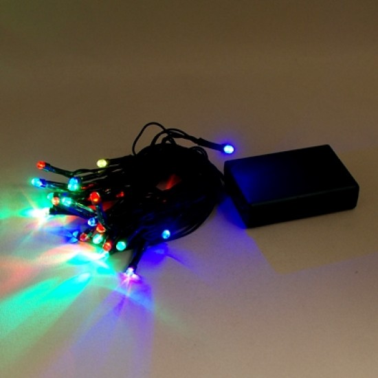 Yılbaşı Çam Ağacı Süsleme İçin Pilli Renkli Led Işık Yeşil Kablolu