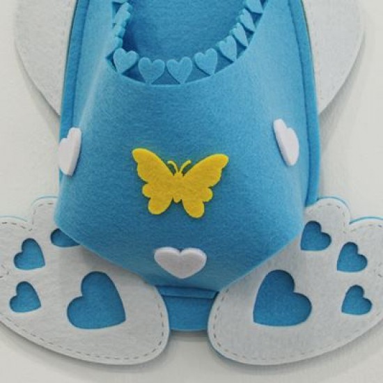 Tavşan Şeklinde Önü Kese Mavi Keçe Kapı Süsü 21.5x41.5 cm