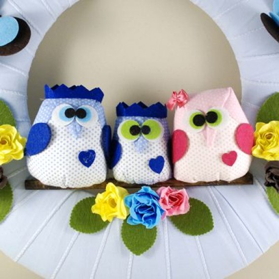 Hoşgeldin Bebeğim Şirin Baykuşlar Mavi Kapı Süsü