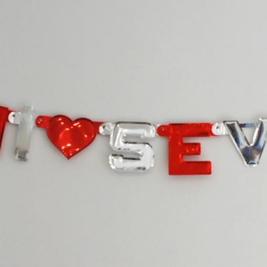 Seni Seviyorum Yazılı Metalik Ve Kırmızı Parti Kapı Süsü