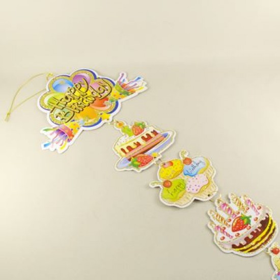 Happy Birthday Pasta Ve Cupcakeli Kapı Süsü 85X10 Cm