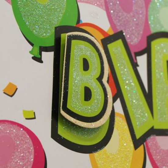 Happy Birthday Rengarenk Simli Üç Boyutlu Kapı Süsü 80X18 Cm