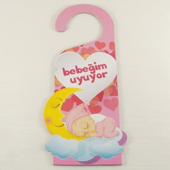 Kız Bebek Pembe Kapı Süsü Bebeğim Uyuyor Yazılı