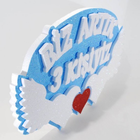 Biz Artık 3 Kişiyiz Mavi Strafor Köpük Kapı Süsü