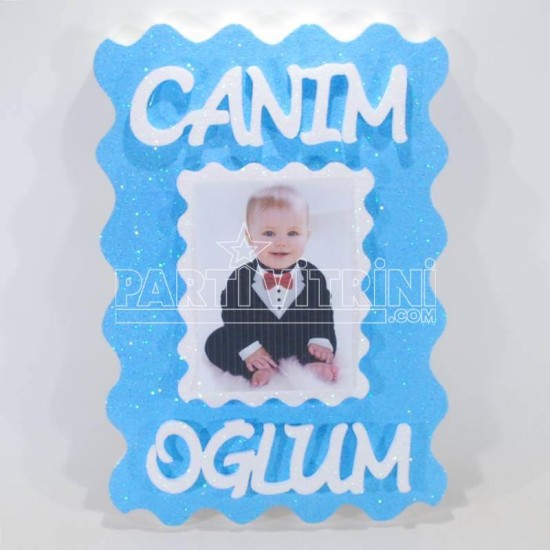 Canım Oğlum Resimli Mavi Strafor Köpük Kapı Süsü