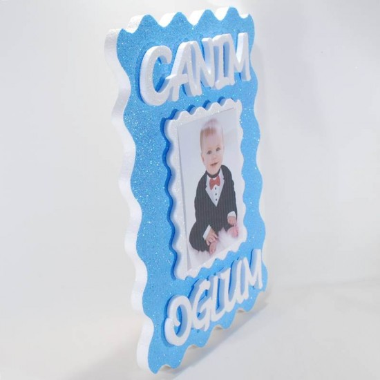 Canım Oğlum Resimli Mavi Strafor Köpük Kapı Süsü