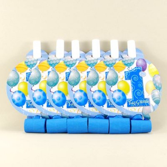 1 Yaş Mavi Düdüklü Kaynana Dili Seti 6 lı