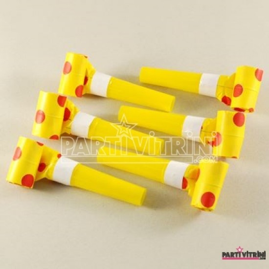 Sarı Puantiyeli Düdüklü Kaynana Dili Seti 6 lı