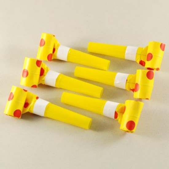 Sarı Puantiyeli Düdüklü Kaynana Dili Seti 6 lı