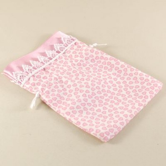 Kalpli Pembe Kumaş Kese 10 cm X 14 cm