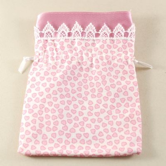 Kalpli Pembe Kumaş Kese 10 cm X 14 cm