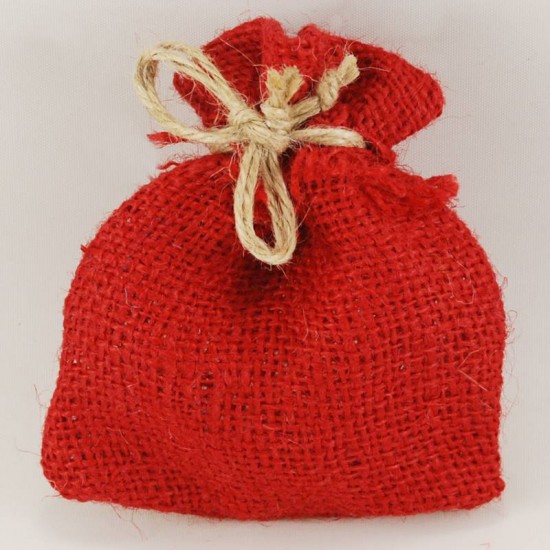 Kırmızı Renkli Çuval Jüt Kese 9x12 cm