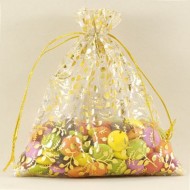 Organze Şeffaf Desenli Kese 12 Cm X 14 Cm 10 Adet