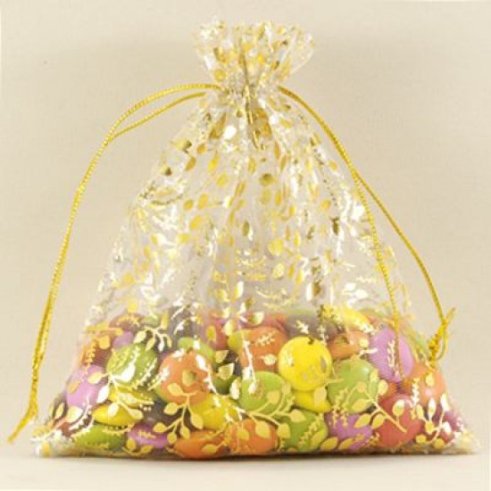 Organze Şeffaf Desenli Kese 10 Cm X 12 Cm 10 Adet