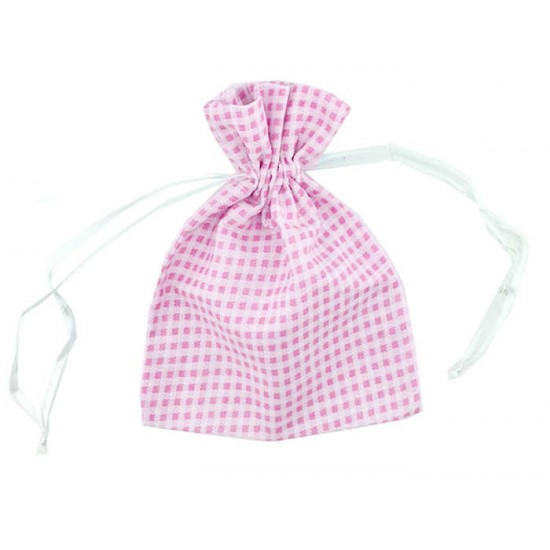 Pembe Pötikareli Kumaş Kese 11 cm X 14 cm