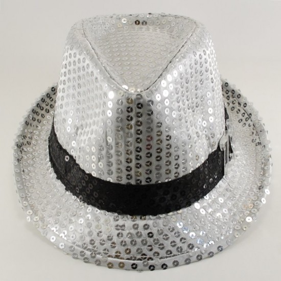 Gümüş Renk İsimli Parlak Pullu Fötr Parti Şapkası