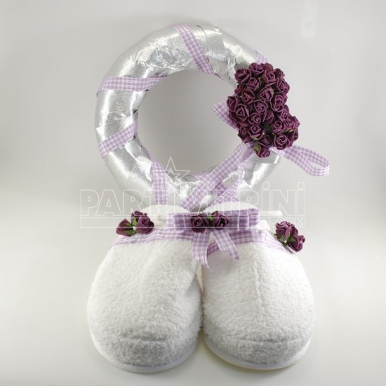 Mor Temalı Taç-Kapı Süsü-Terlik Lohusa Seti