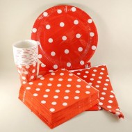 Kırmızı Puantiye Temalı Konsept Parti Seti