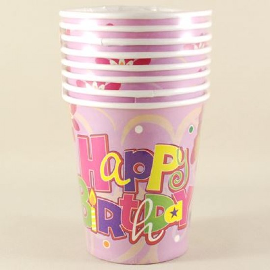 Pembe Happy Birthday Temalı Konsept Parti Seti