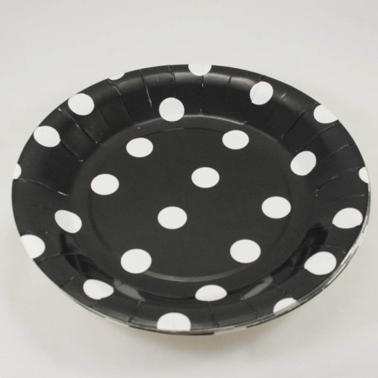 Siyah Puantiyeli Parti Sofra Seti 8 Kişilik