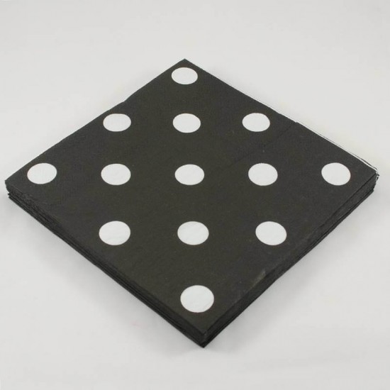 Siyah Puantiyeli Parti Sofra Seti 8 Kişilik