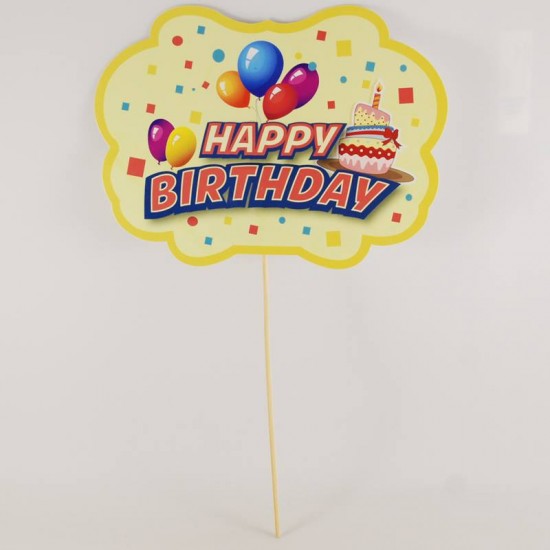 Happy Birthday Sarı Balonlu Konuşma Balonu